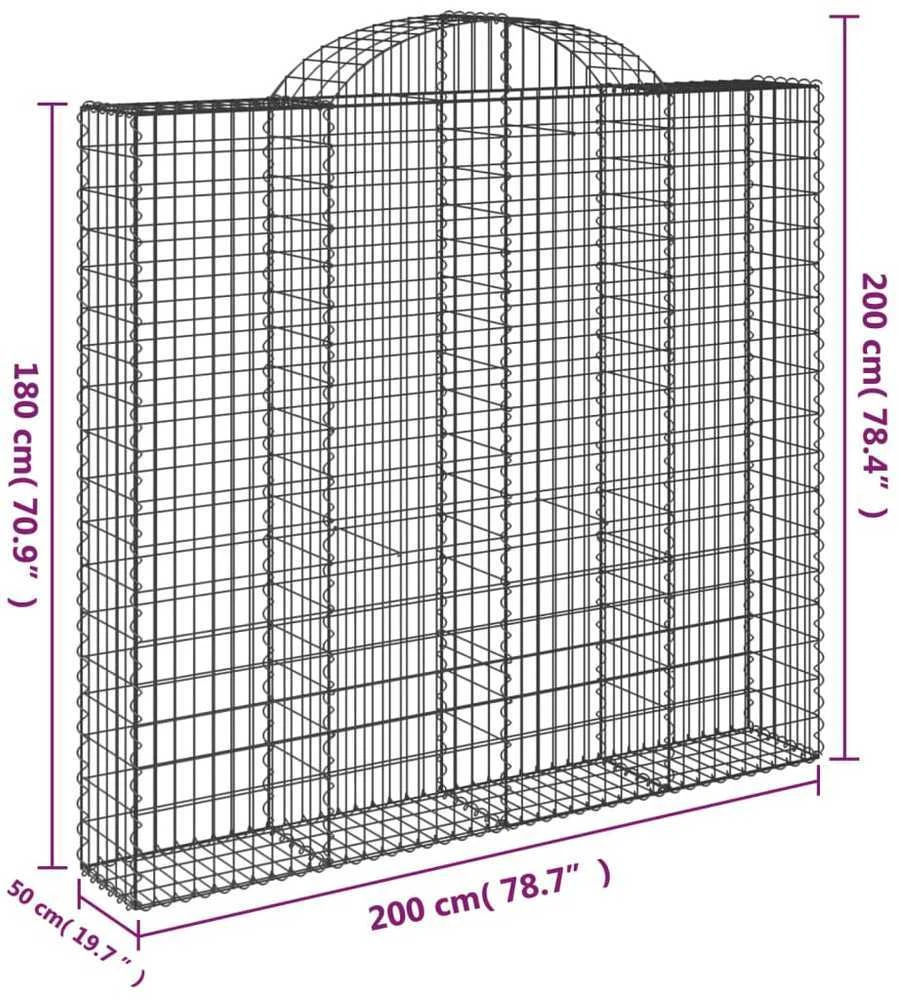 Išlenkti gabiono krepšiai, 3vnt., 200x50x180/200cm, geležis