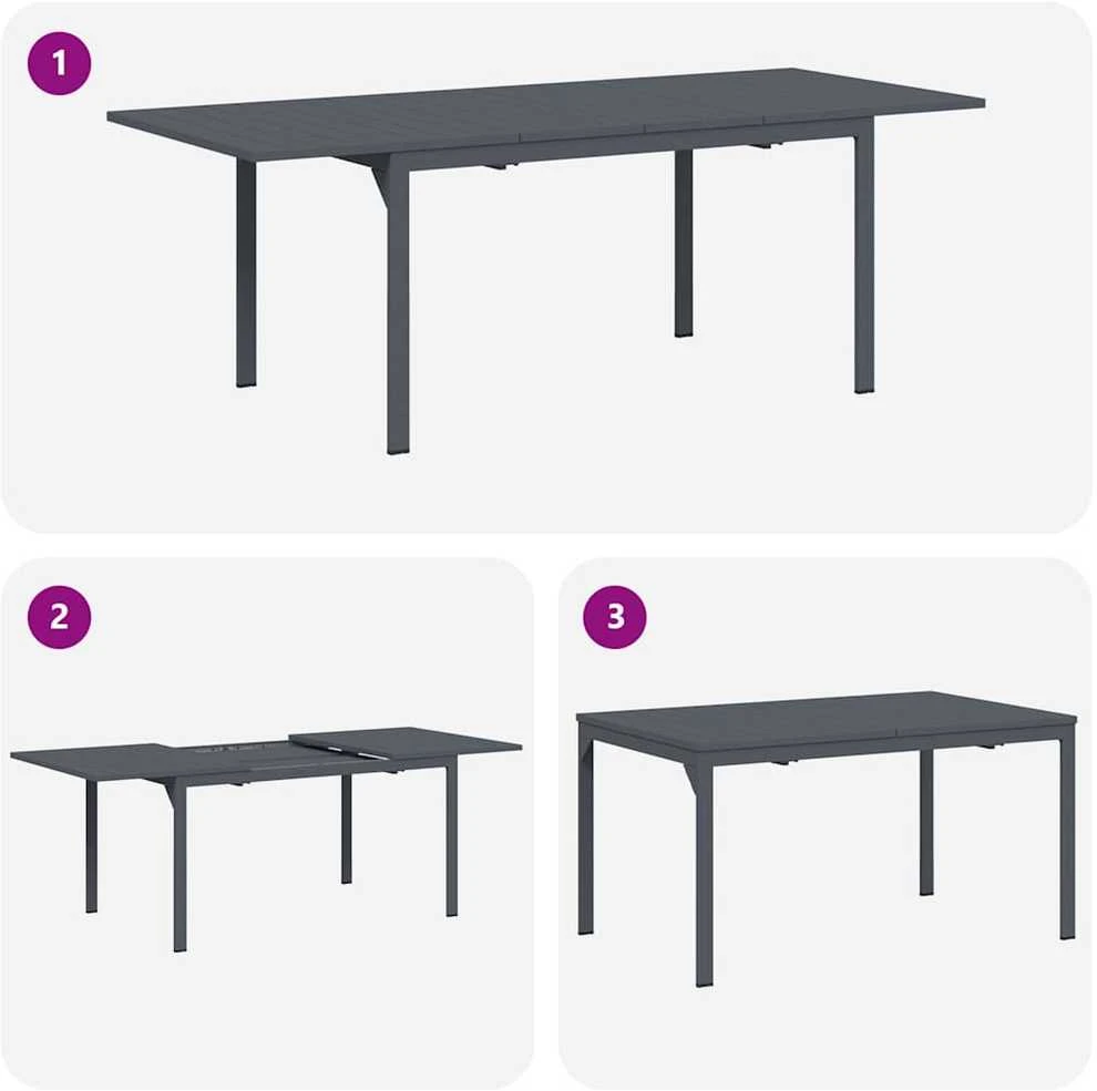 Lauko vakarienės stalas Antracitas 210 x 90 x 73 cm Plienas