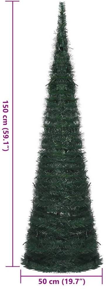 Išskleidžiama apšviesta dirbtinė Kalėdų eglutė, žalia, 150cm