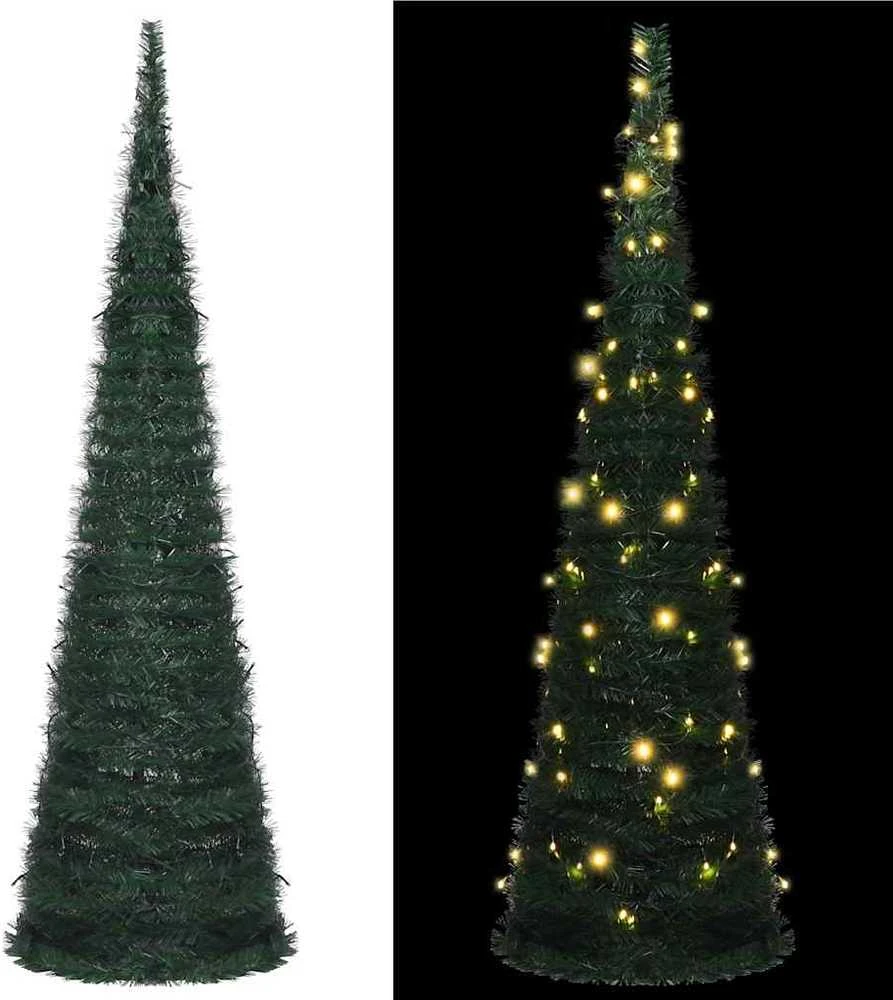 Išskleidžiama apšviesta dirbtinė Kalėdų eglutė, žalia, 150cm