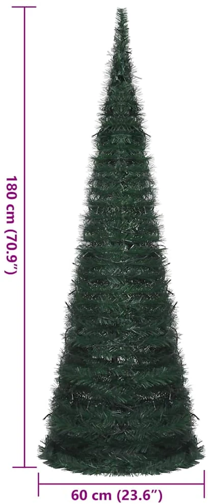 Išskleidžiama apšviesta dirbtinė Kalėdų eglutė, žalia, 180cm