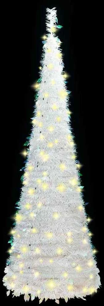 Išskleidžiama dirbtinė Kalėdų eglutė, balta, 120cm, 50 LED