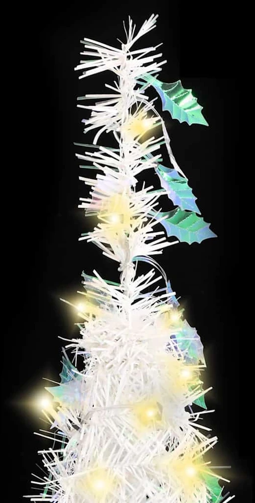 Išskleidžiama dirbtinė Kalėdų eglutė, balta, 120cm, 50 LED