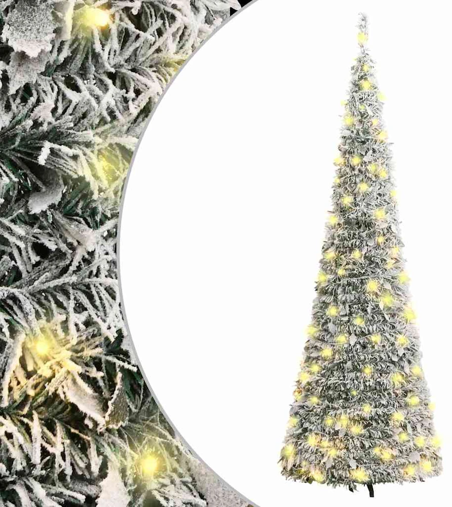 Išskleidžiama dirbtinė Kalėdų eglutė su sniegu, 120cm, 50 LED