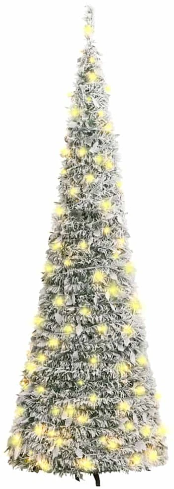 Išskleidžiama dirbtinė Kalėdų eglutė su sniegu, 150cm, 100 LED