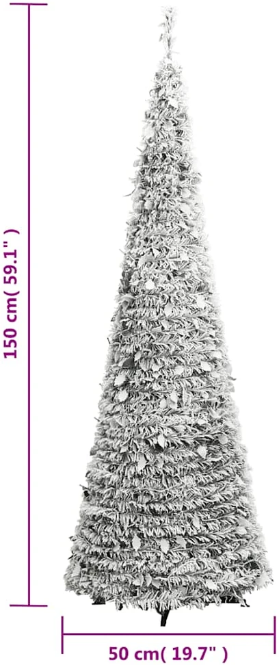 Išskleidžiama dirbtinė Kalėdų eglutė su sniegu, 150cm, 100 LED
