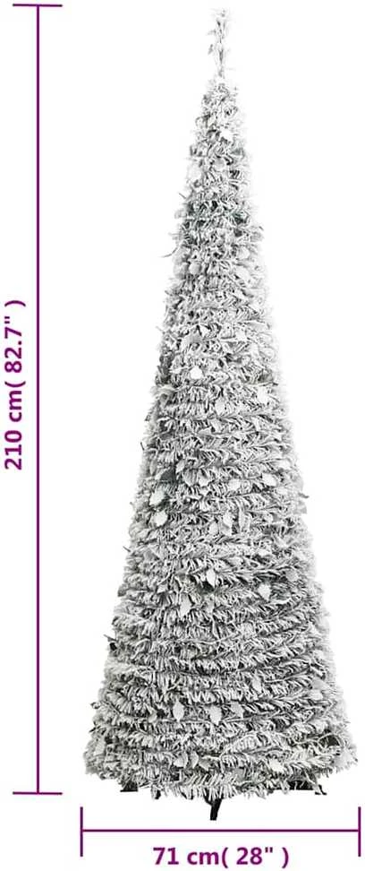 Išskleidžiama dirbtinė Kalėdų eglutė su sniegu, 210cm, 200 LED