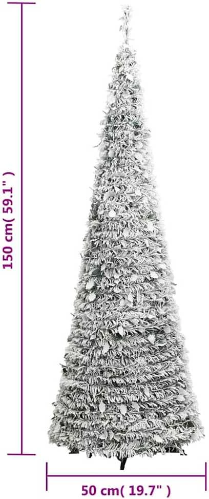 Išskleidžiama dirbtinė Kalėdų eglutė su sniegu, 150cm, 100 LED