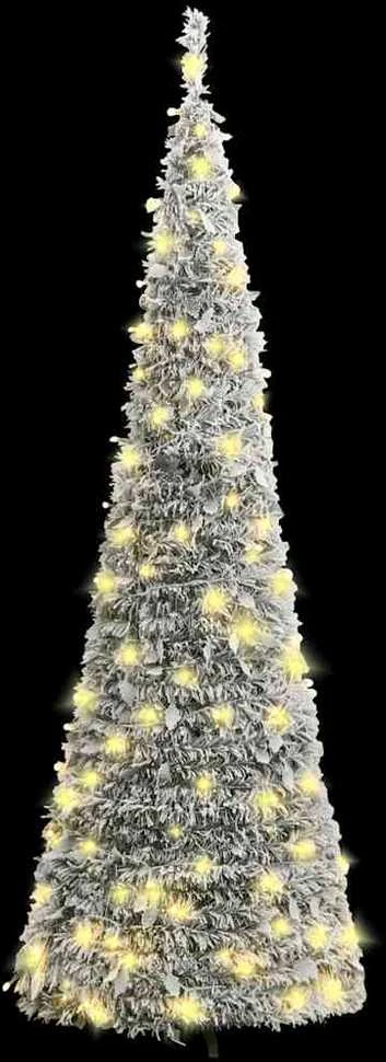 Išskleidžiama dirbtinė Kalėdų eglutė su sniegu, 150cm, 100 LED
