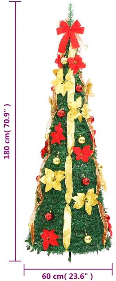 Išskleidžiama dirbtinė Kalėdų eglutė, žalia, 180cm, 150 LED