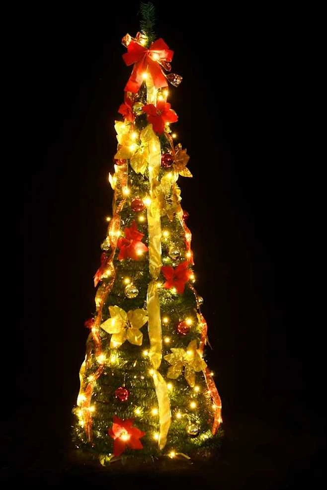 Išskleidžiama dirbtinė Kalėdų eglutė, žalia, 120cm, 50 LED