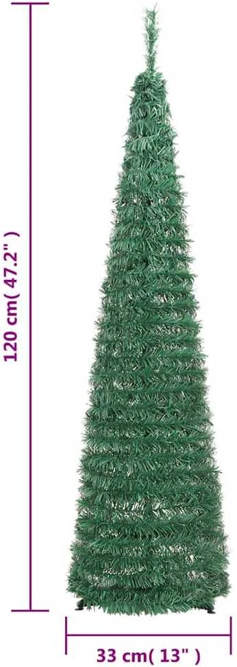 Išskleidžiama dirbtinė Kalėdų eglutė, žalia, 120cm, 50 LED