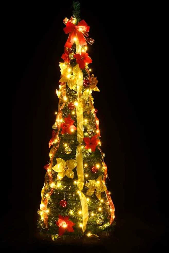 Išskleidžiama dirbtinė Kalėdų eglutė, žalia, 180cm, 150 LED