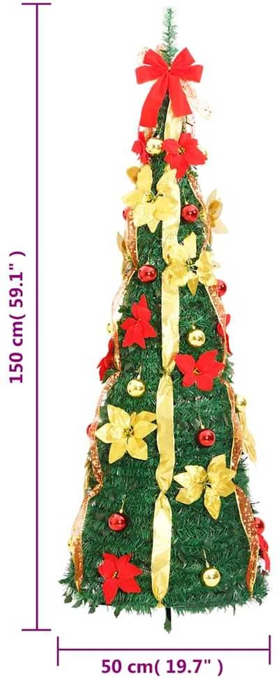 Išskleidžiama dirbtinė Kalėdų eglutė, žalia, 150cm, 100 LED