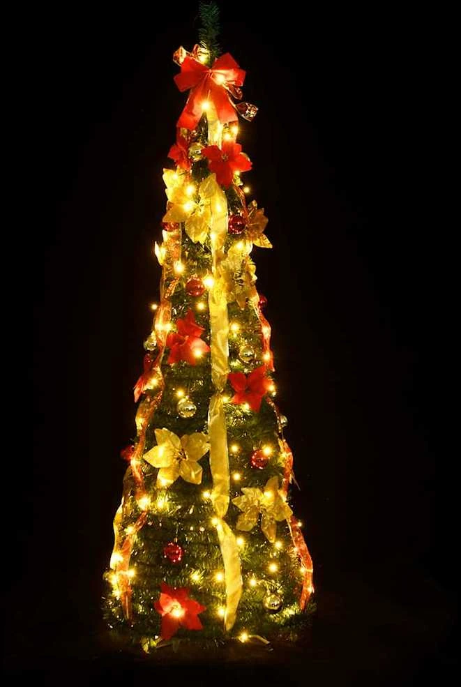 Išskleidžiama dirbtinė Kalėdų eglutė, žalia, 150cm, 100 LED