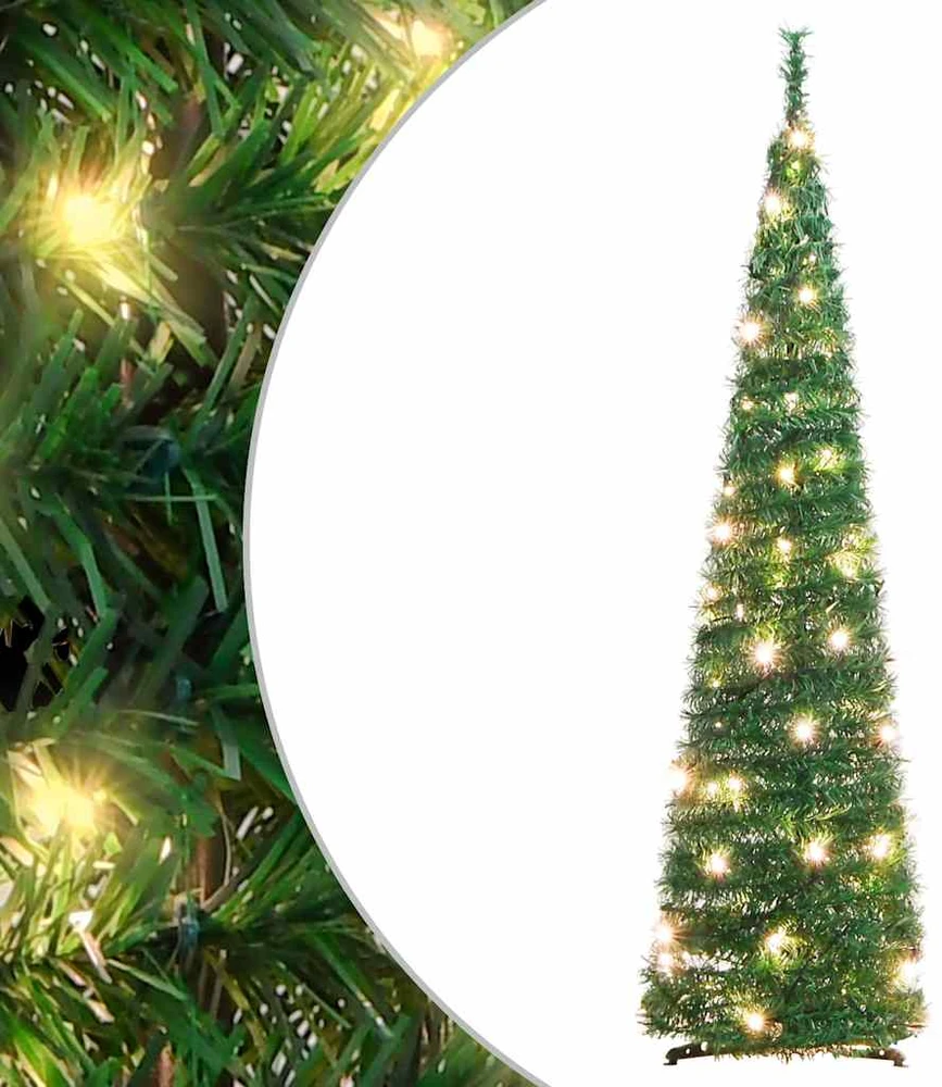 Išskleidžiama dirbtinė Kalėdų eglutė, žalia, 120cm, 50 LED
