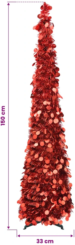 Išskleidžiama Kalėdų eglutė 150 cm PET Raudona