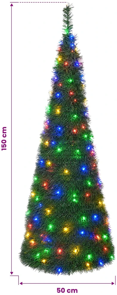 Išskleidžiama Kalėdų eglutė su LED lemputėmis 150 cm 100 LED