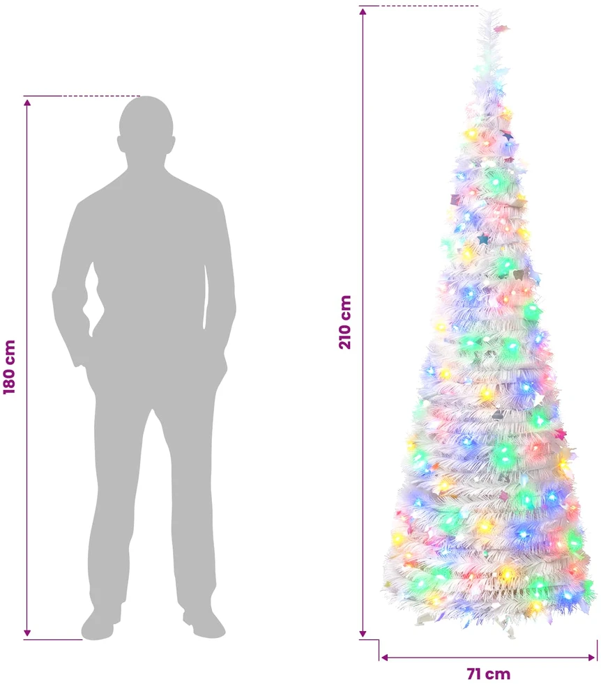 Išskleidžiama Kalėdų eglutė su LED lemputėmis 210 cm 200 LED