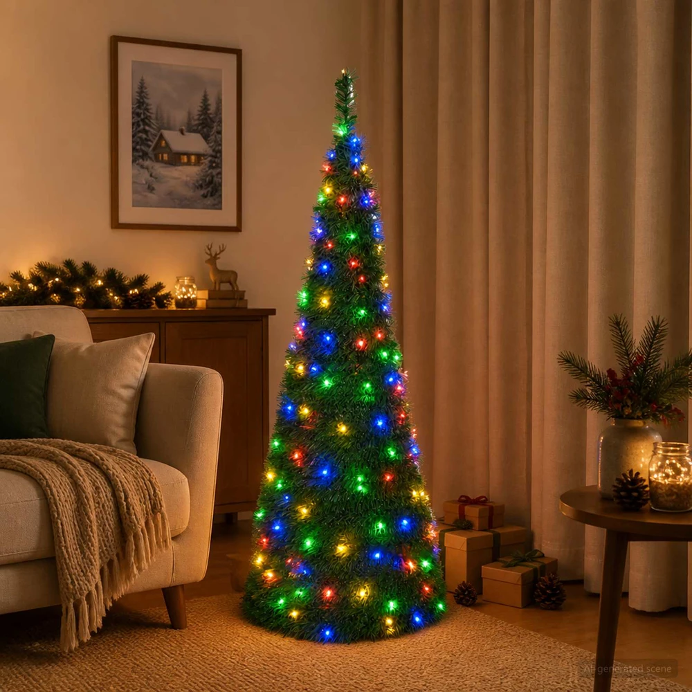 Išskleidžiama Kalėdų eglutė su LED lemputėmis 150 cm 100 LED