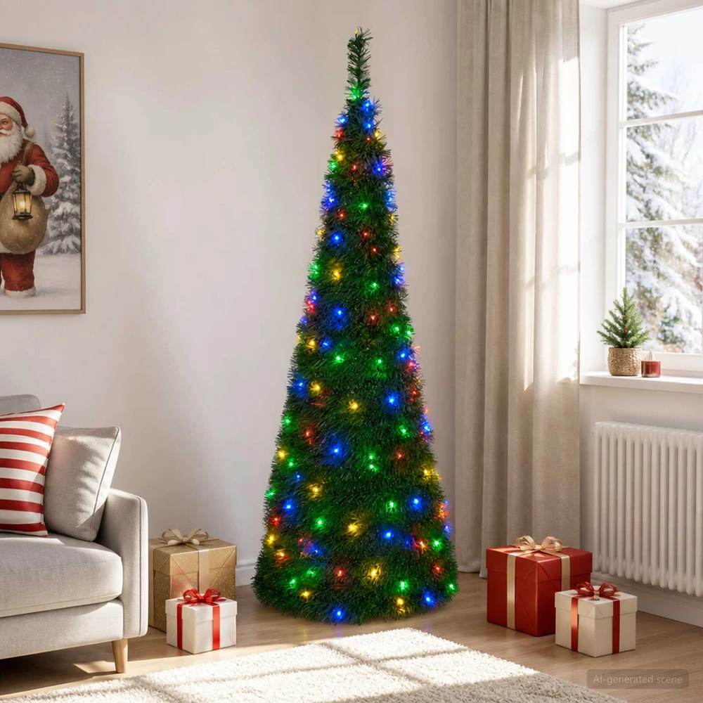 Išskleidžiama Kalėdų eglutė su LED lemputėmis 210 cm 200 LED
