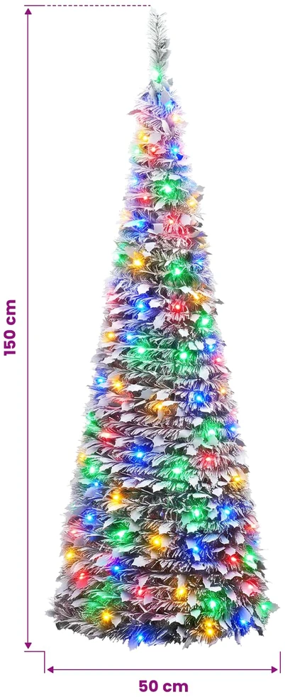 Išskleidžiama Kalėdų eglutė su LED lemputėmis 150 cm 100 LED