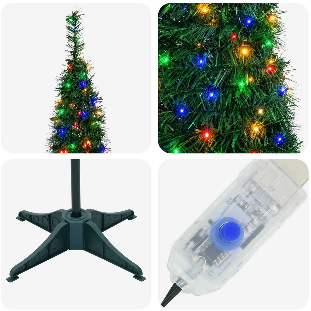 Išskleidžiama Kalėdų eglutė su LED lemputėmis 210 cm 200 LED