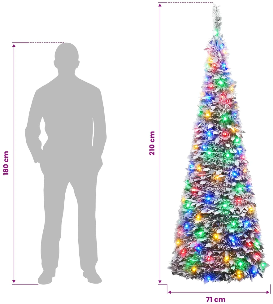 Išskleidžiama Kalėdų eglutė su LED lemputėmis 210 cm 200 LED