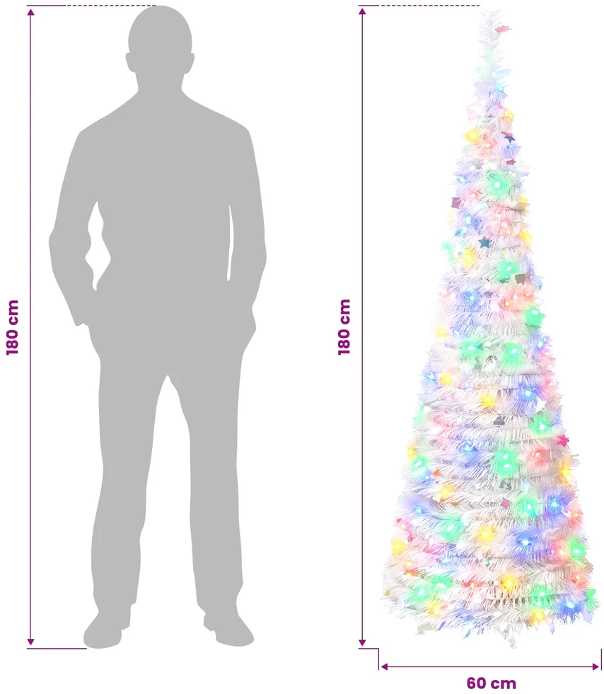 Išskleidžiama Kalėdų eglutė su LED lemputėmis 180 cm 150 LED