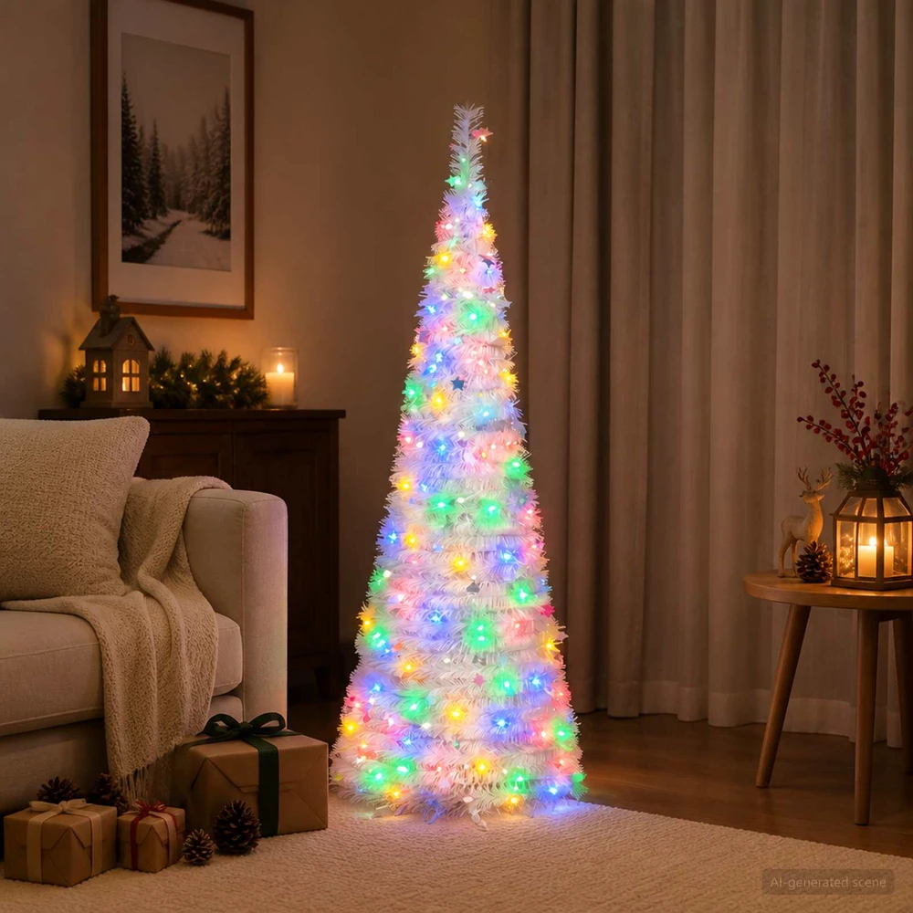 Išskleidžiama Kalėdų eglutė su LED lemputėmis 150 cm 100 LED