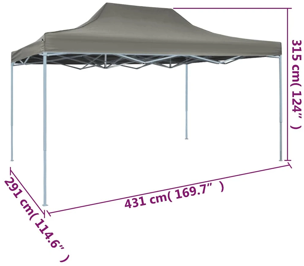 Išskleidžiama palapinė, antracito spalvos, 3x4,5 m