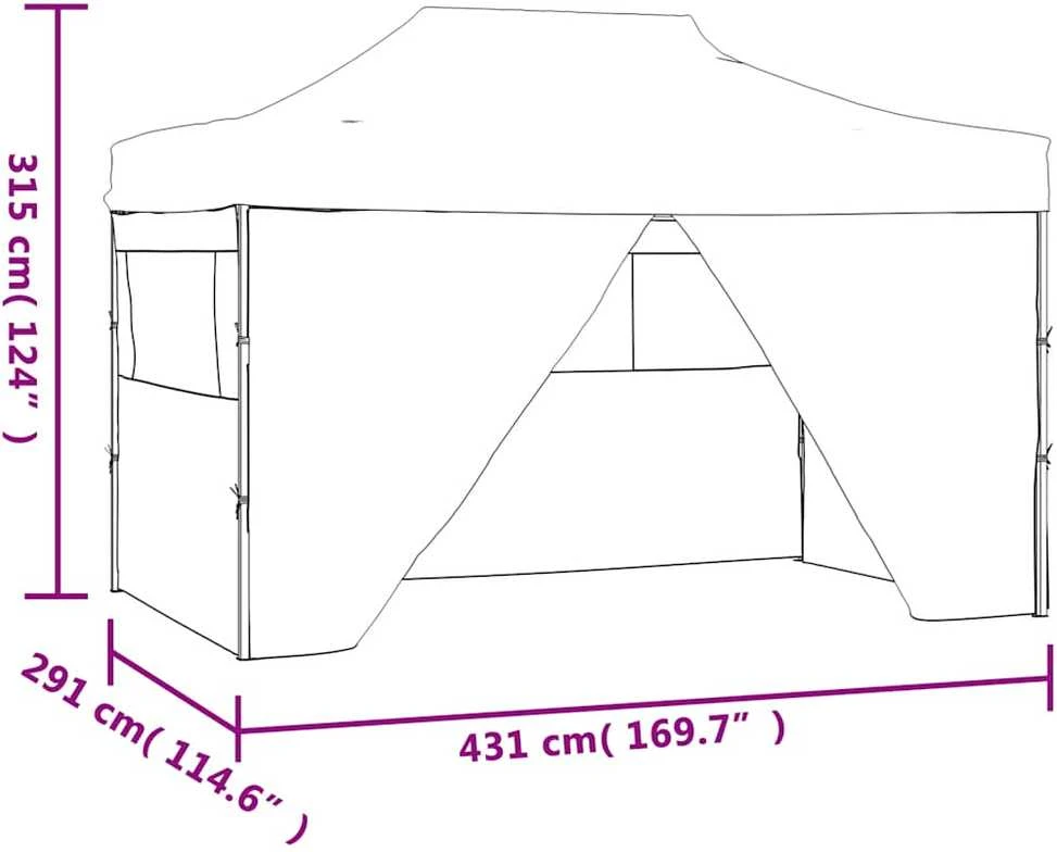 Išskleidžiama palapinė su 4 šon. sienomis, 3x4,5m, antrac. sp.