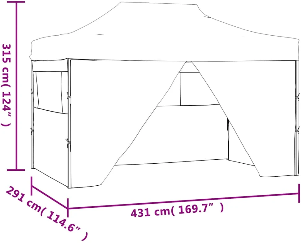 Išskleidžiama palapinė su 4 šon. sienomis, 3x4,5m, krem. balta