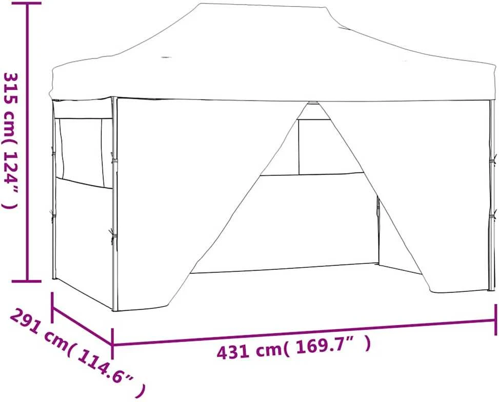 Išskleidžiama palapinė su 4 šon. sienomis, 3x4,5m, krem. balta