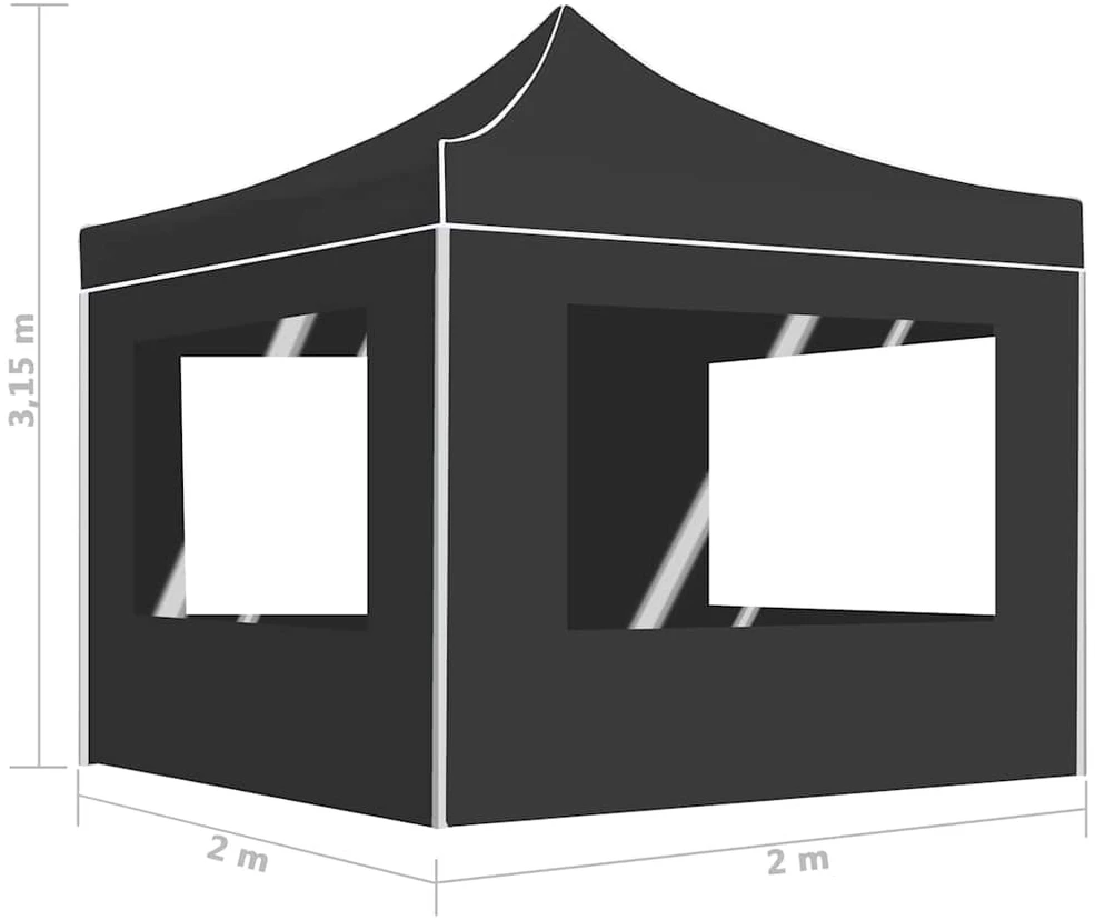 Išskleidžiama palapinė su sienomis, antracito, 2x2m, aliuminis