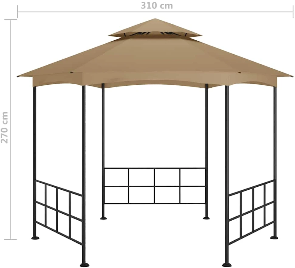Išskleidžiama pavėsinė su šoninėmis sienomis, taupo spalva, 3,1x2,7m