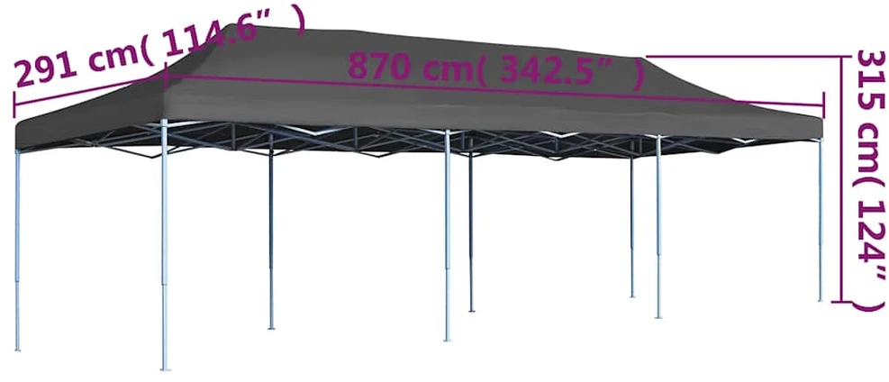 Išskleidžiama proginė palapinė, antracito spalvos, 3x9 m