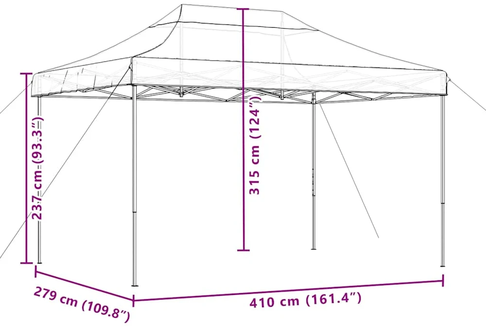Išskleidžiama proginė palapinė, juodos spalvos, 410x279x315cm