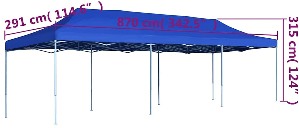 Išskleidžiama proginė palapinė, mėlynos spalvos, 3x9 m