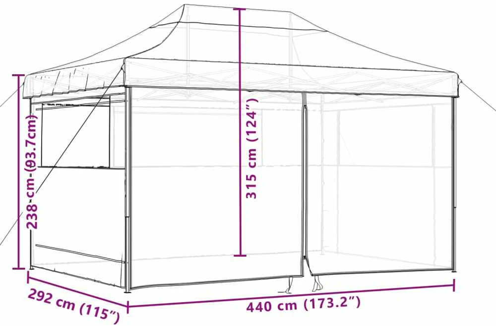 Išskleidžiama proginė palapinė su 4 sienomis, oranžinė