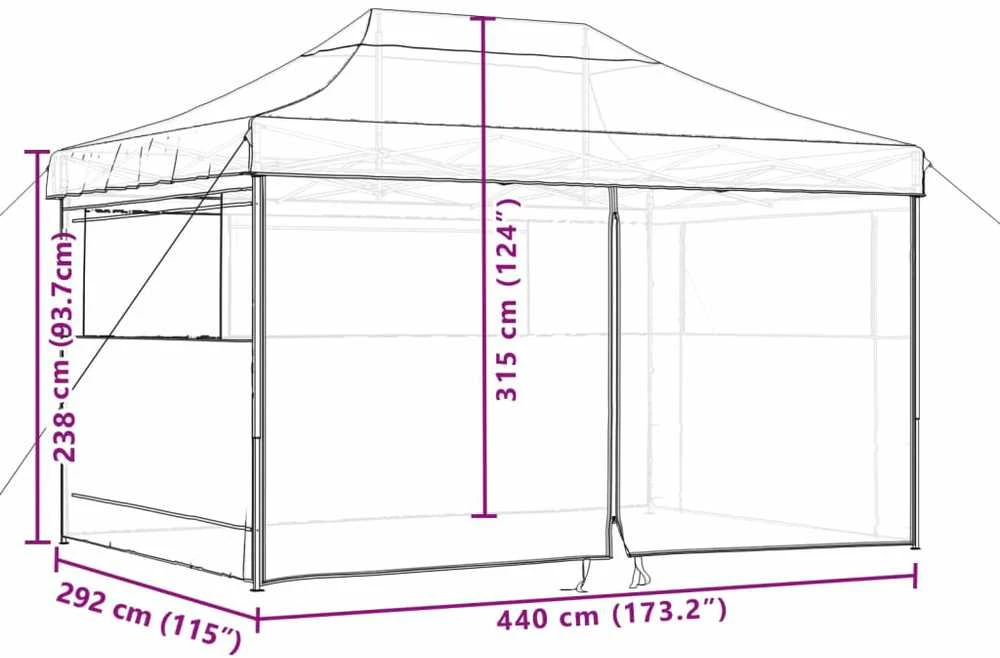 Išskleidžiama proginė palapinė su 4 šoninėmis sienomis, bordo