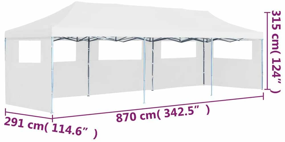 Išskleidžiama proginė palapinė su 5 sienomis, balta, 3x9m