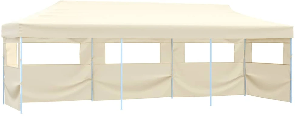 Išskleidžiama proginė palapinė su 5 sienomis, kreminė, 3x9m