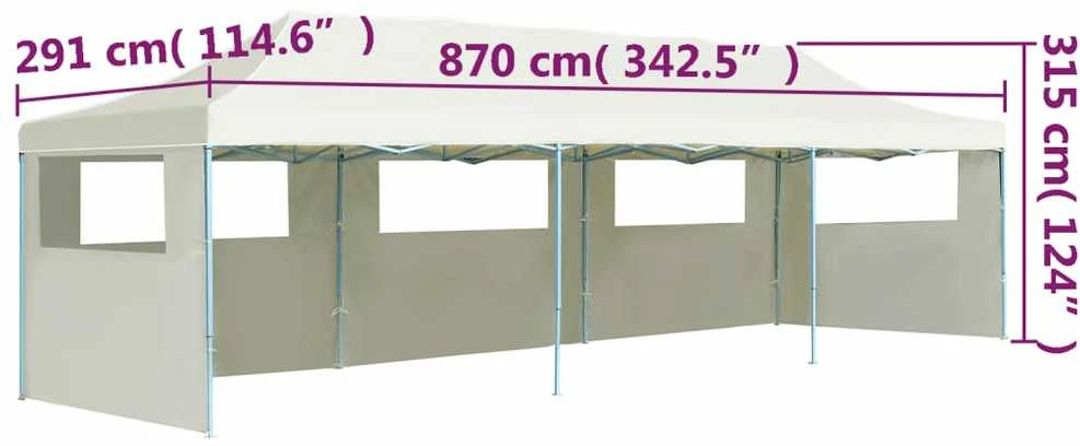 Išskleidžiama proginė palapinė su 5 sienomis, kreminė, 3x9m