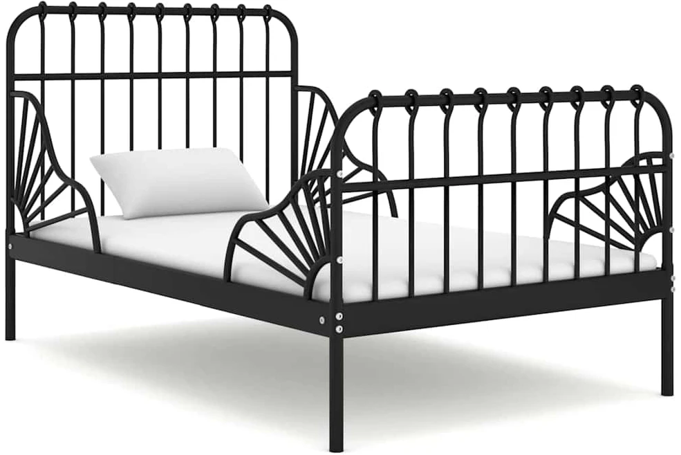 Lova Išskleidžiamas lovos rėmas, juodas, 80x130/200cm, metalas
