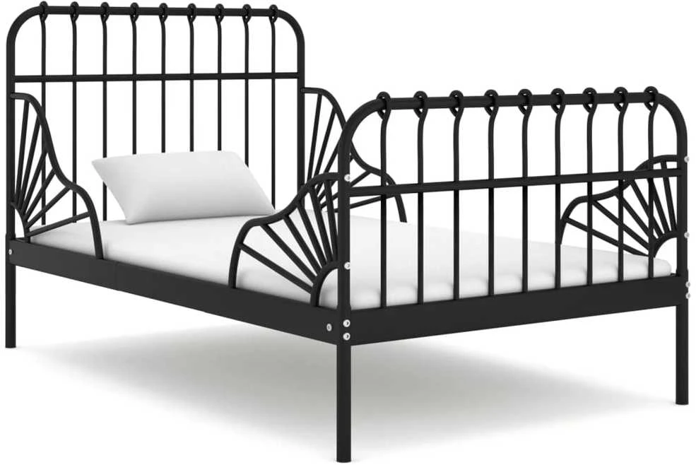 Lova Išskleidžiamas lovos rėmas, juodas, 80x130/200cm, metalas