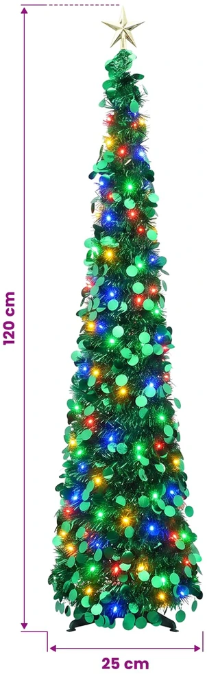 Iššokanti LED Kalėdų eglutė su žvaigžde viršūnėje 120 cm 50 LED