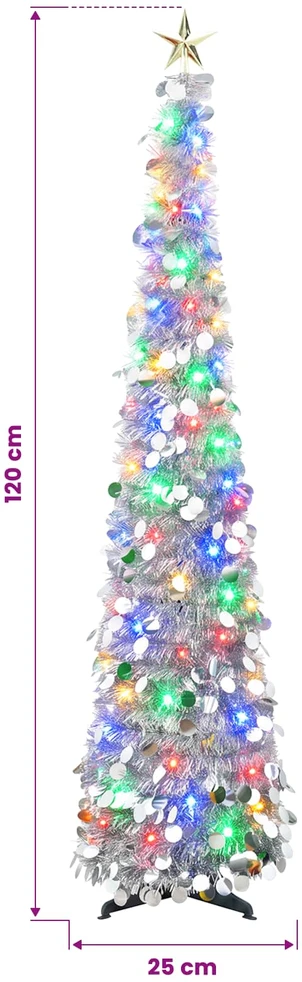 Iššokanti LED Kalėdų eglutė su žvaigžde viršūnėje 120 cm 50 LED