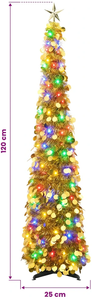 Iššokanti LED Kalėdų eglutė su žvaigžde viršūnėje 120 cm 50 LED