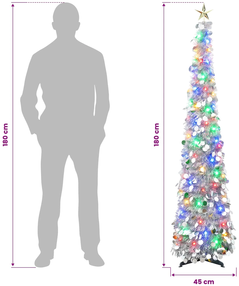 Iššokanti LED Kalėdų eglutė su žvaigžde viršūnėje 180 cm